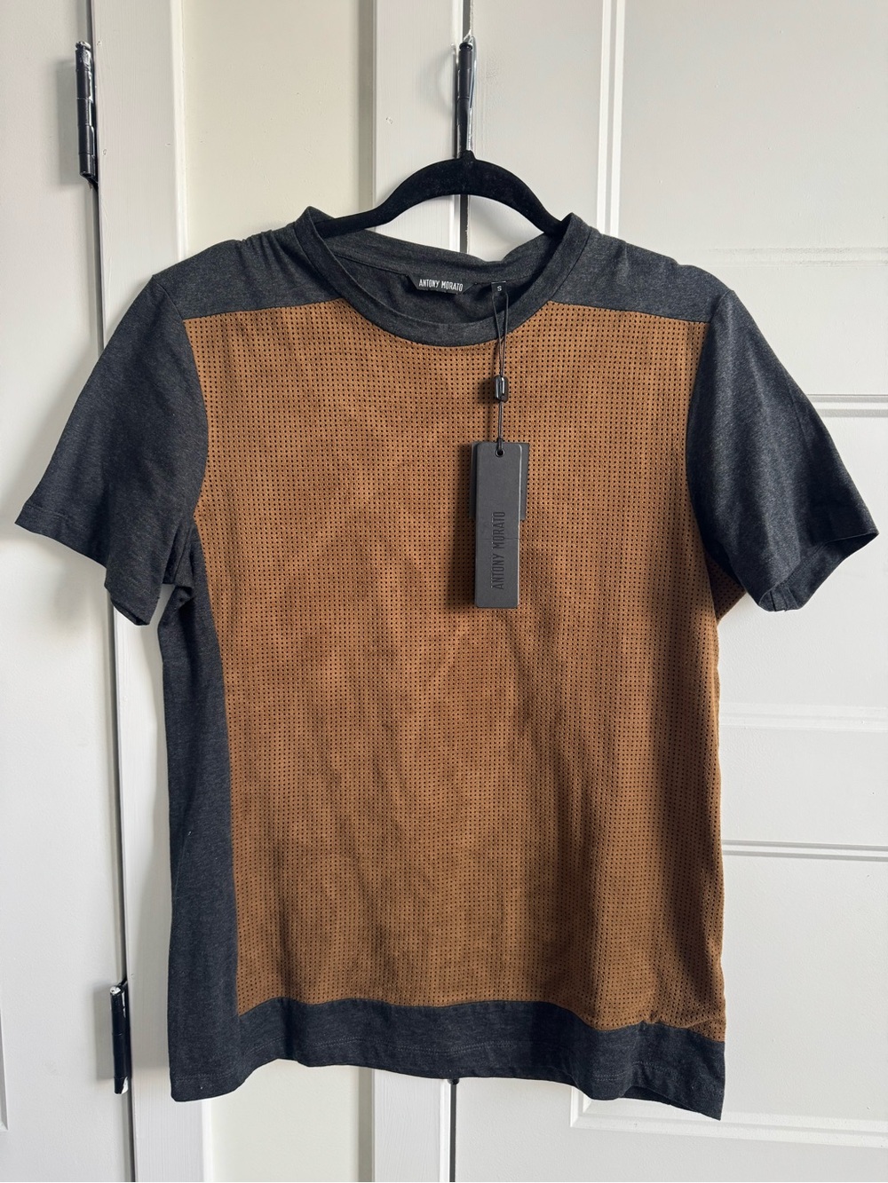 Antony Morato Colorblock Contemporary Dark Melange Tech Short Sleeve T-Shirt NWT